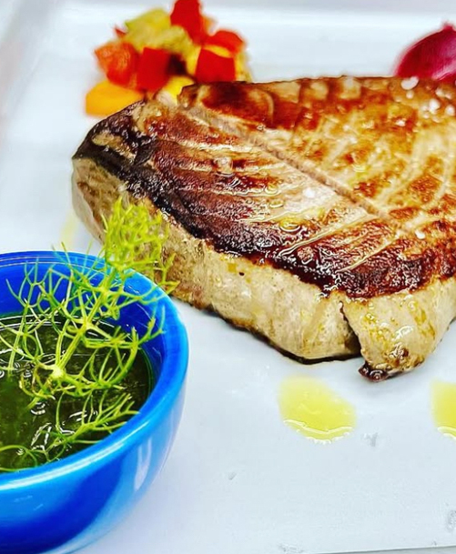 Seafood dish served at Quello che c'è c'è Mediterranean Restaurant in Favignana
